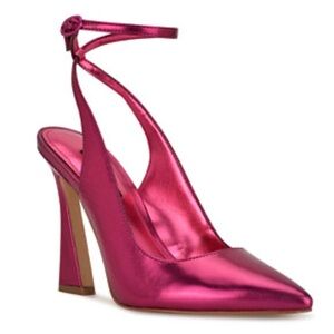 Nine West Tabita3 Metallic Pink Wrap Pumps - Size 8.5. (NIB)